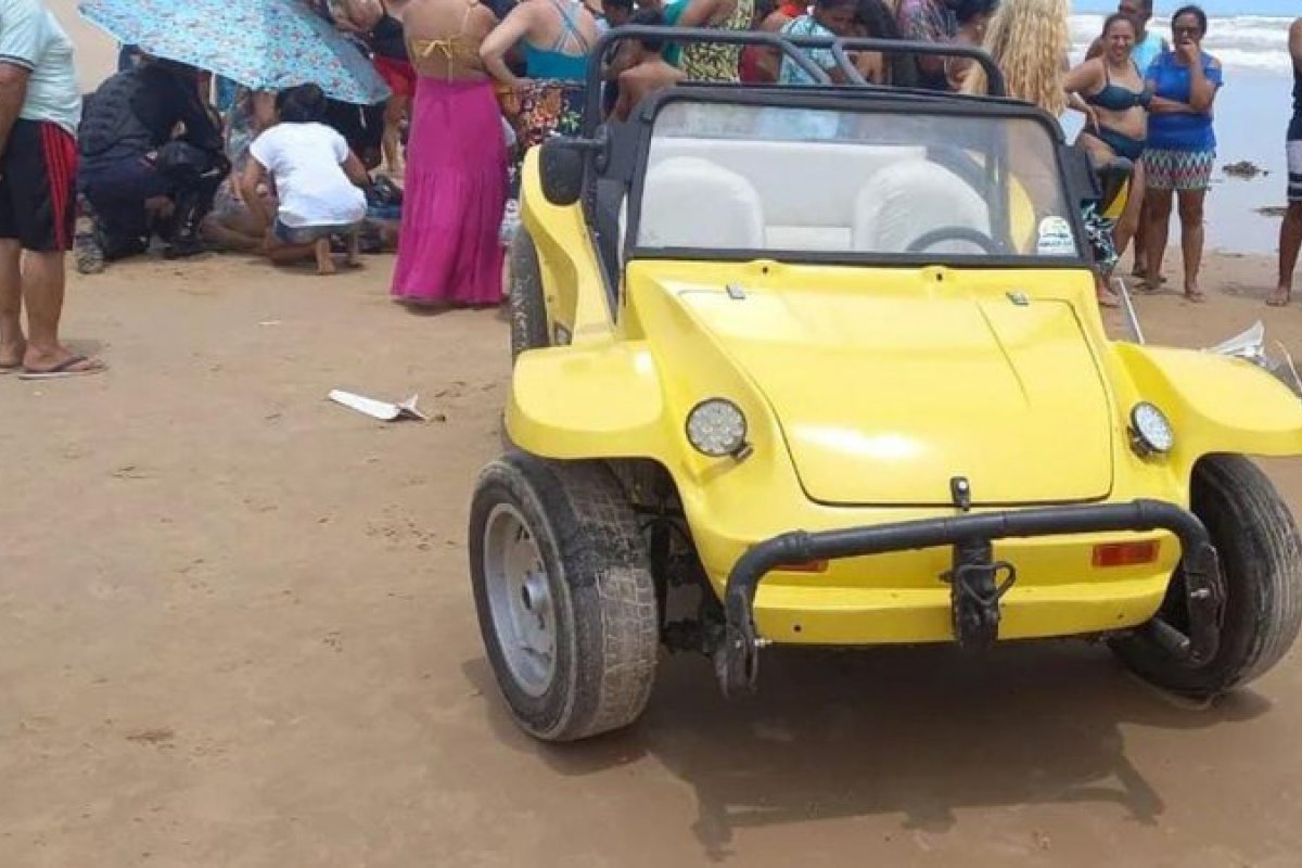 Motorista de buggy atropela oito banhista em praia, paga fiança e é liberado 