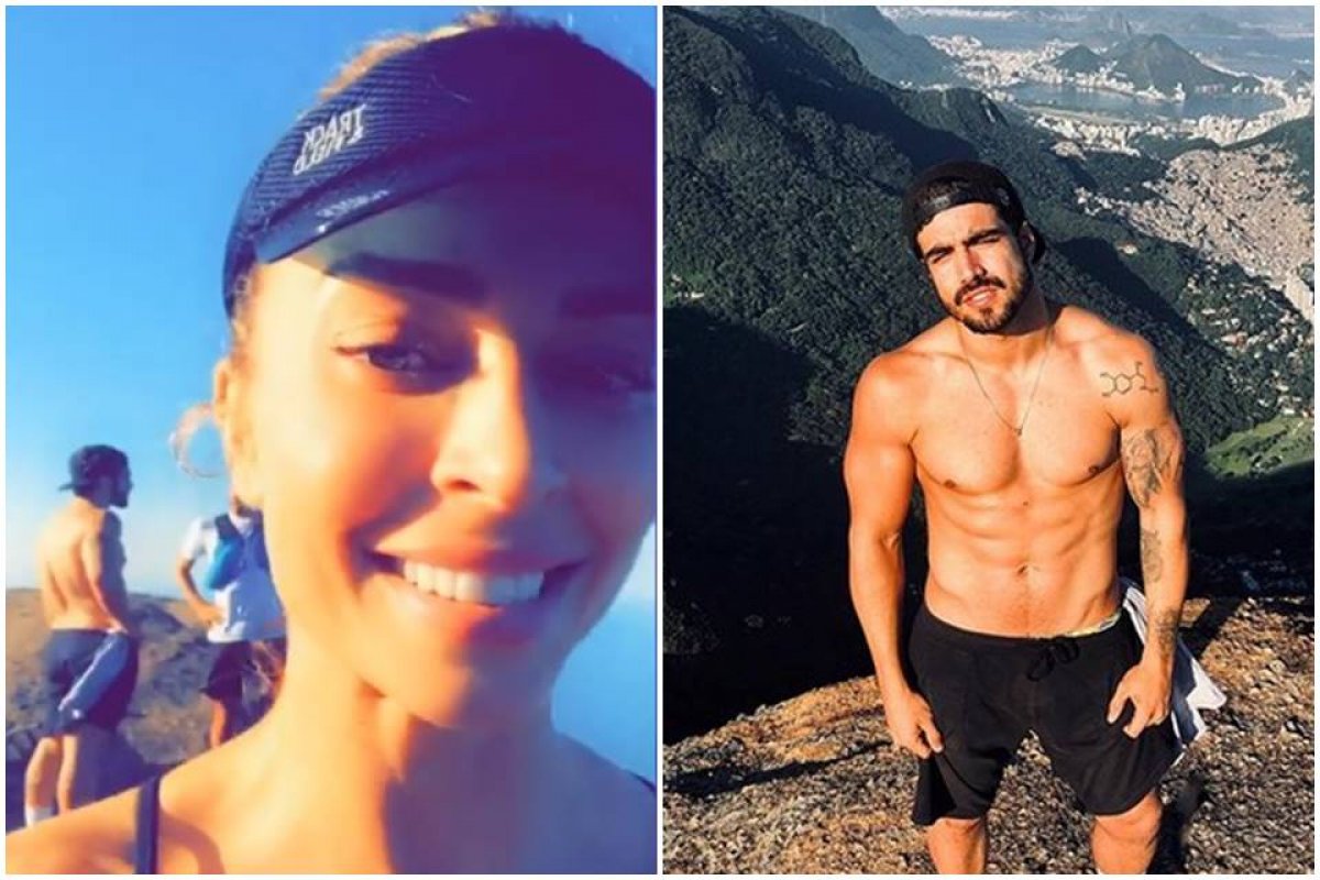 Grazi Massafera e Caio Castro  aproveitaram o sábado de sol para fazer trilha 