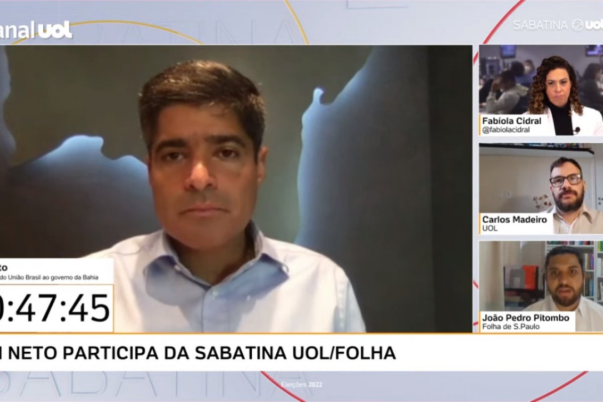 'Nenhum é o projeto dos meus sonhos', diz ACM Neto sobre Lula e Bolsonaro