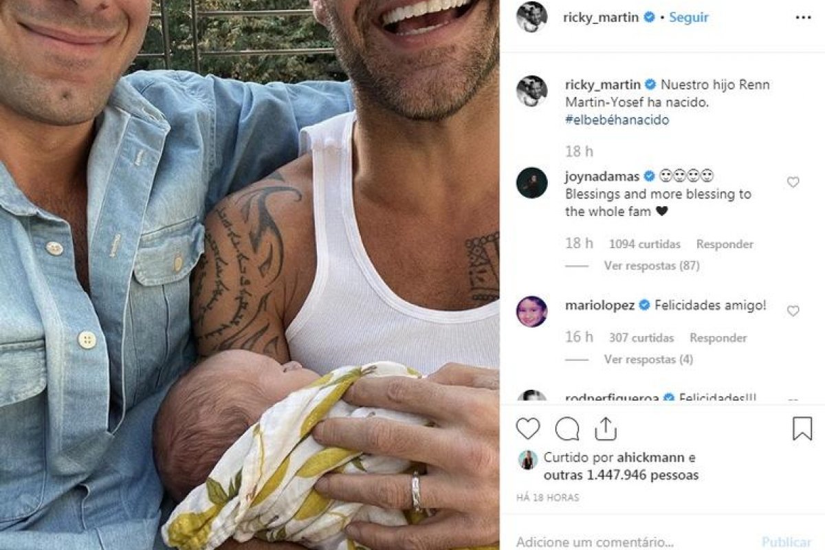Ricky Martin e o marido, Jwan Yosef, anunciam chegada de seu quarto filho