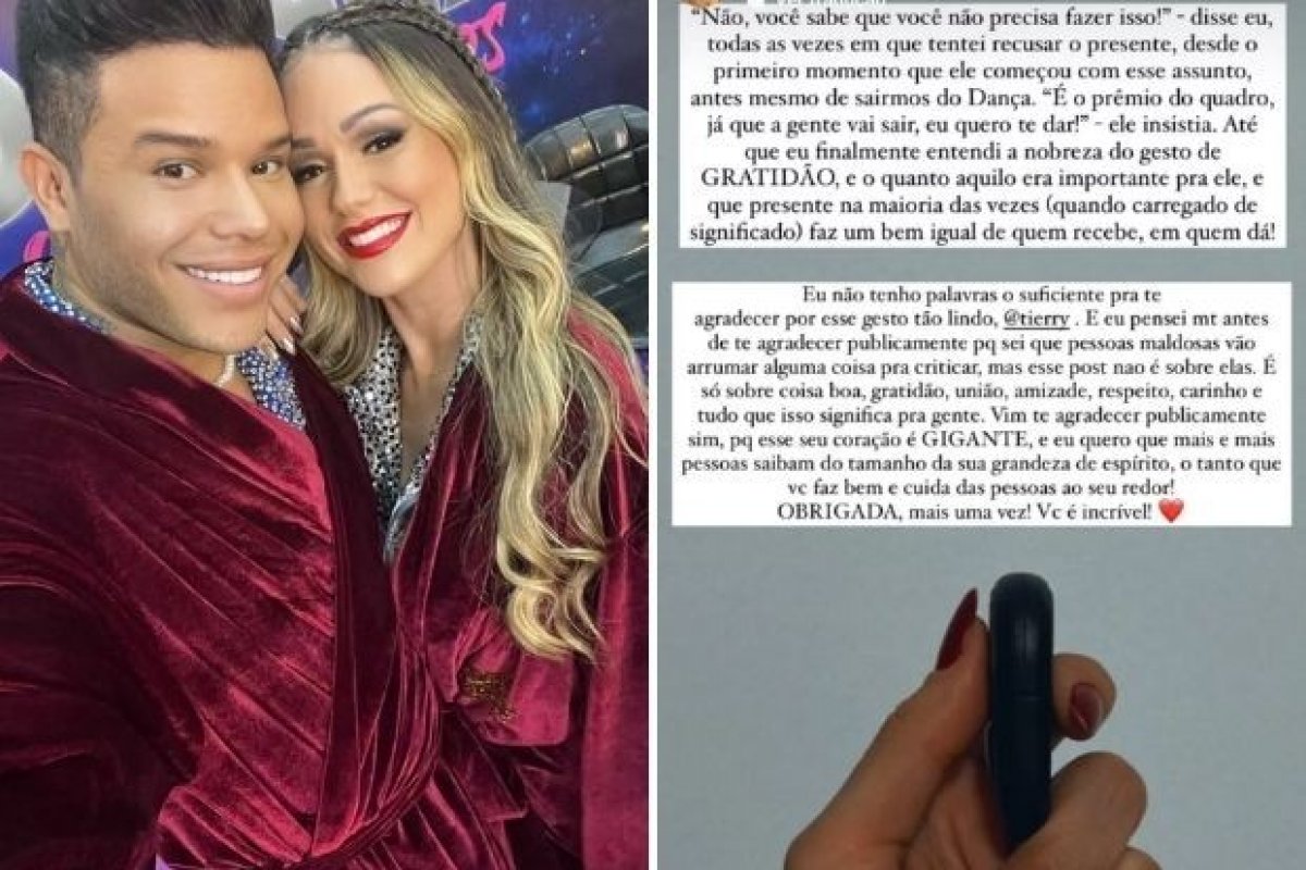 Tierry dá carro para Carla Bruno, parceira do 'Dança dos Famosos'