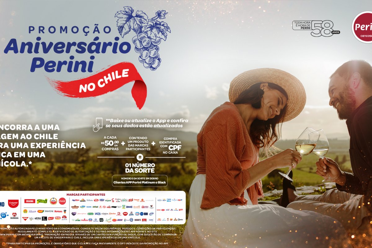 Perini celebra 58 anos com sorteio de viagem ao Chile! 