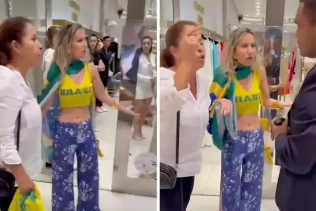Vídeo: seguranças de shopping abordam mulher vestindo bandeira do Brasil