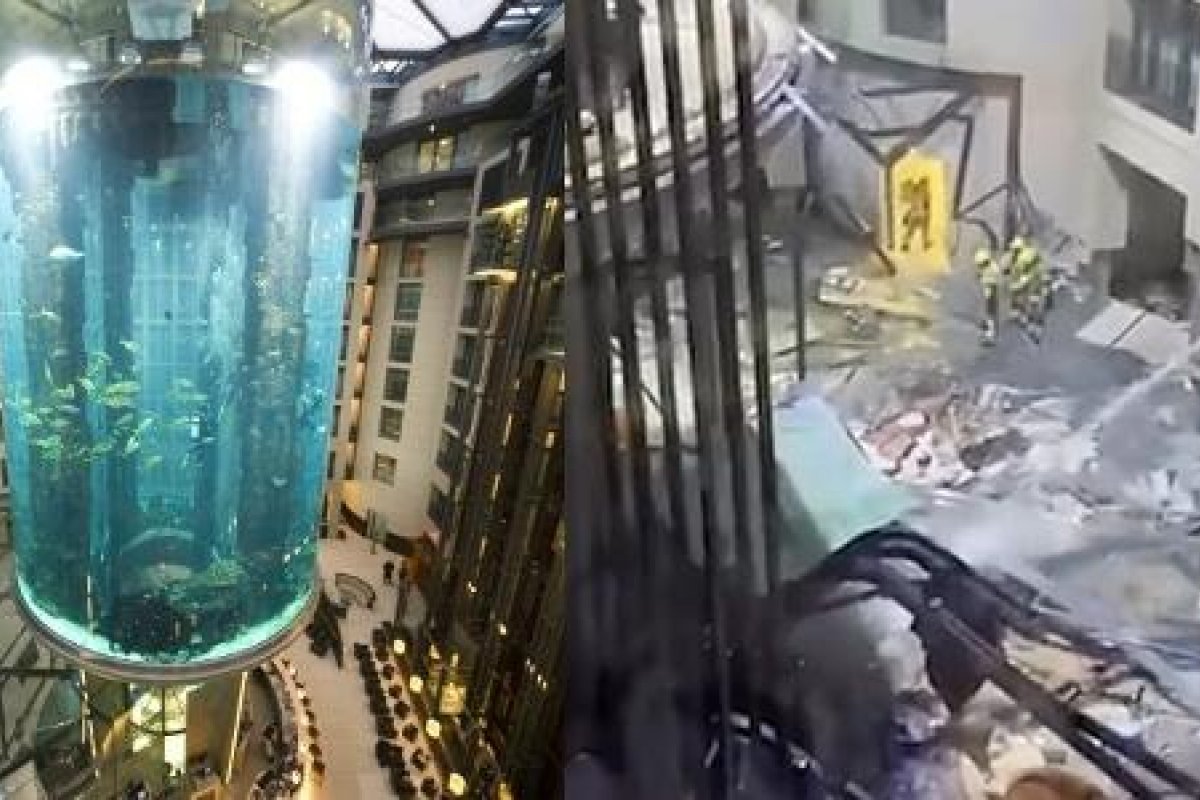 Vídeo: Aquário gigante estoura e inunda hotel e ruas em Berlim 