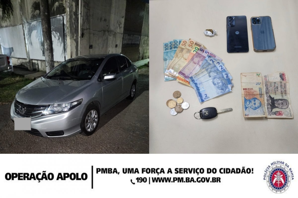 PM recupera carro roubado no Chame-Chame, em Salvador