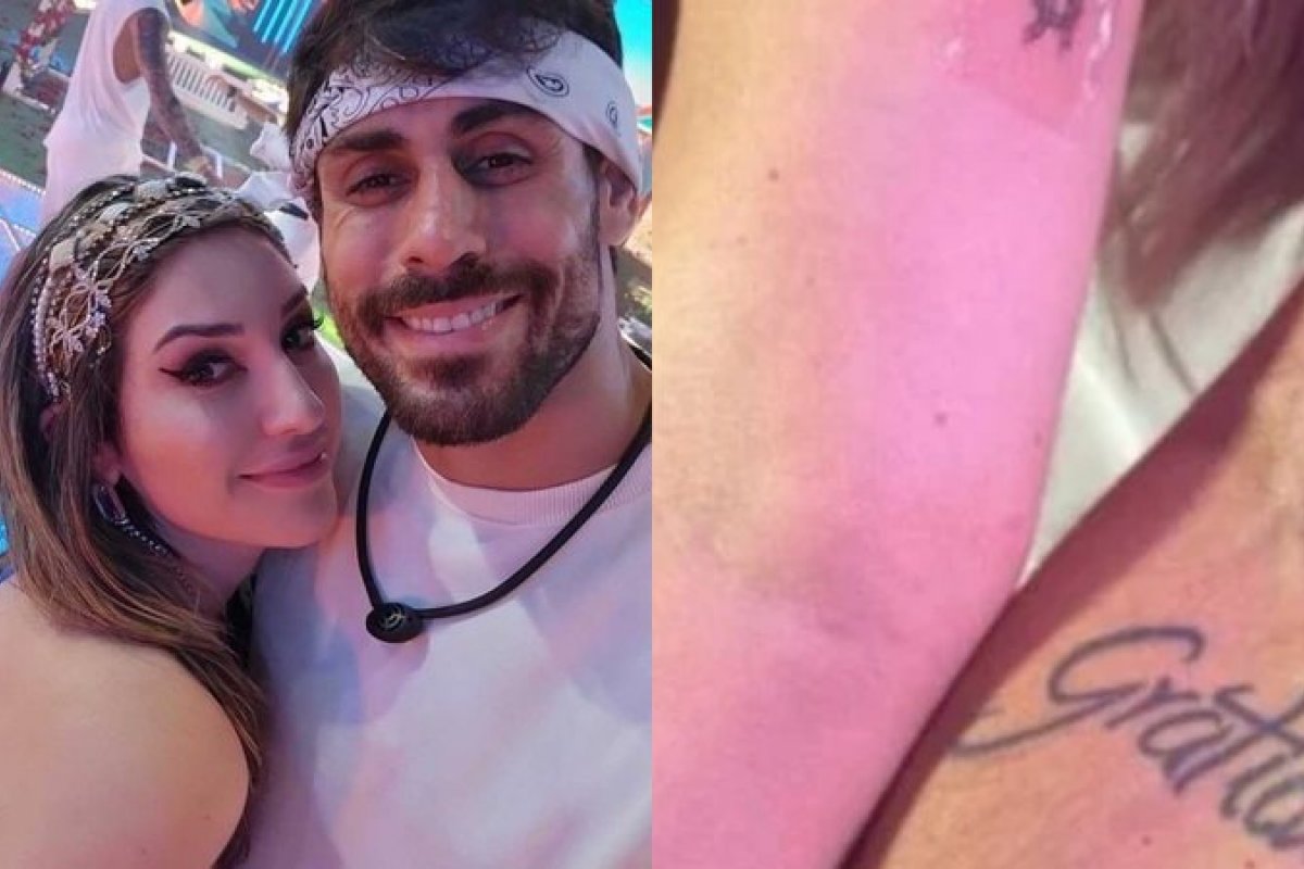 Amanda e Cara de Sapato eternizam relação e fazem tatuagem juntos! 