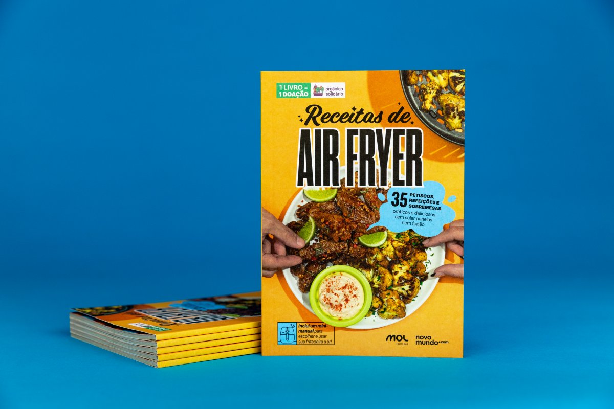 Livro ensina a fazer mais de 30 receitas na Air Fryer e tem a expectativa de doar mais de R$ 117 mil para ONG de segurança alimentar! 