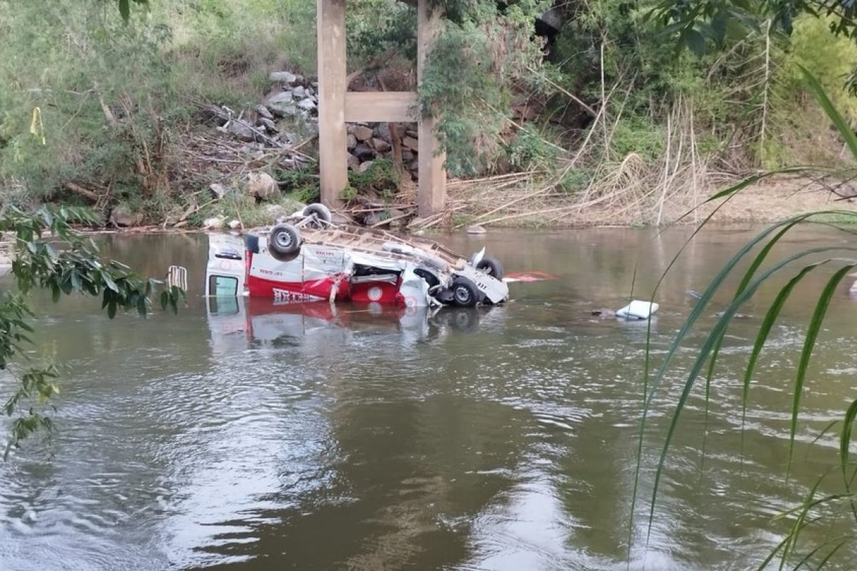 Cachorro sobrevive a acidente que arremessou carreta e viaturas do Corpo de Bombeiros em rio na Bahia; donos do animal morreram