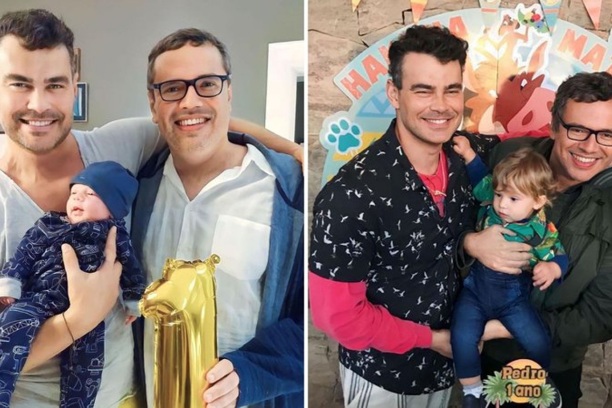 Ator Carmo Dalla Vecchia celebra 'Dia dos Pais' com marido, o autor João Emanuel Carneiro, e filho, Pedro Rafael! 