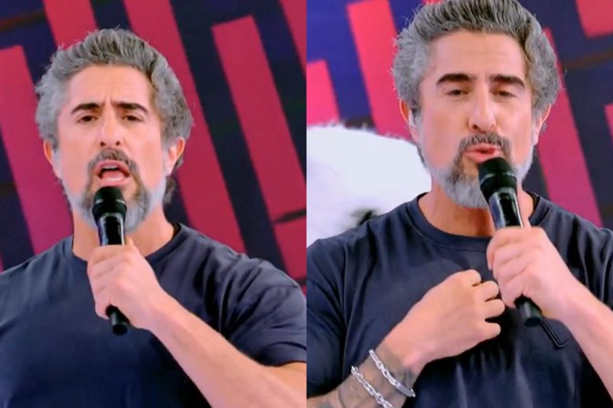 Marcos Mion solta indireta durante o Caldeirão ao comemorar dois anos à frente do programa: "Não passem a perna em ninguém"   