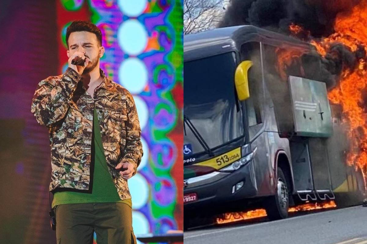 Ônibus da banda de Matheus Fernandes pega fogo!