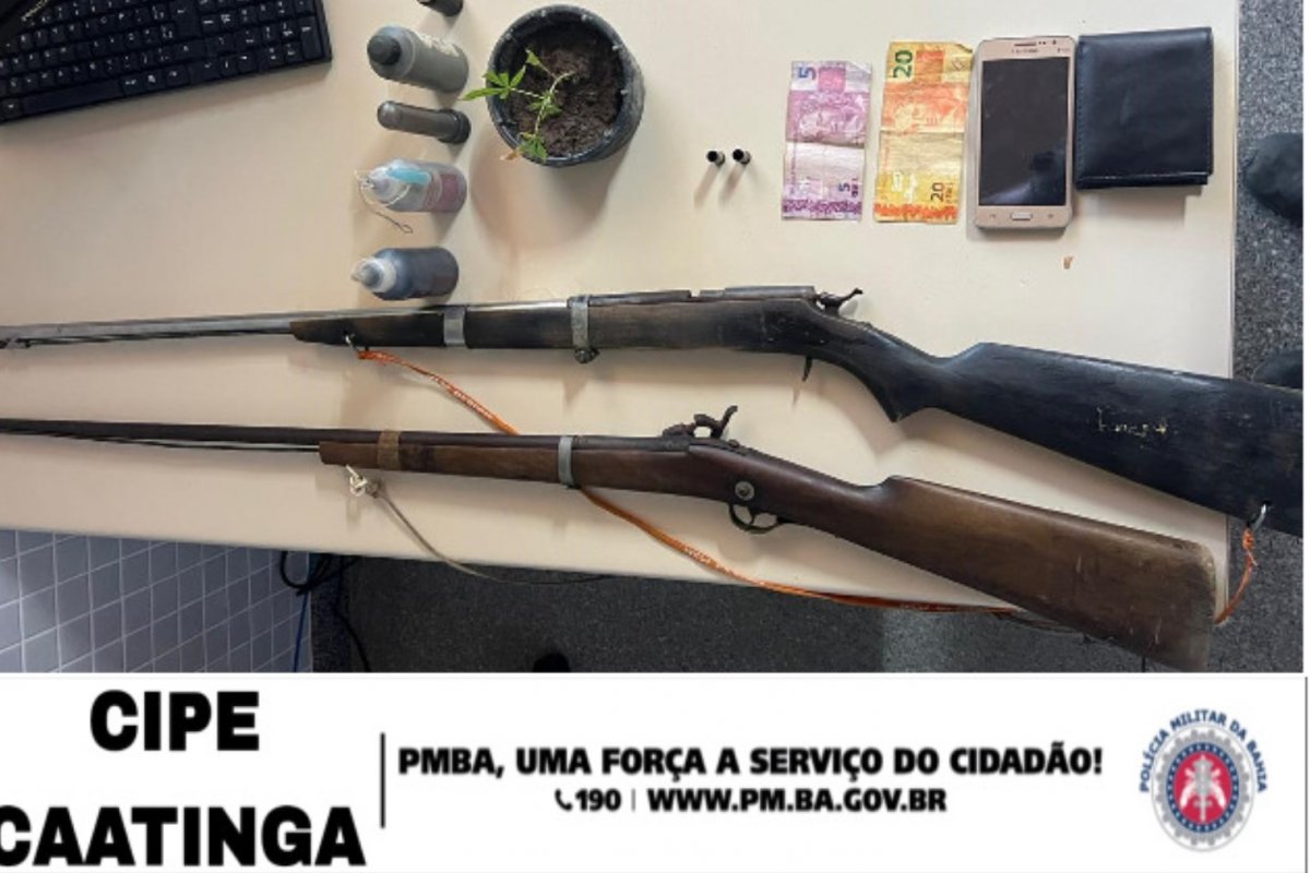 Operação policial resulta em detenção e apreensão de armas e drogas em Jeremoabo