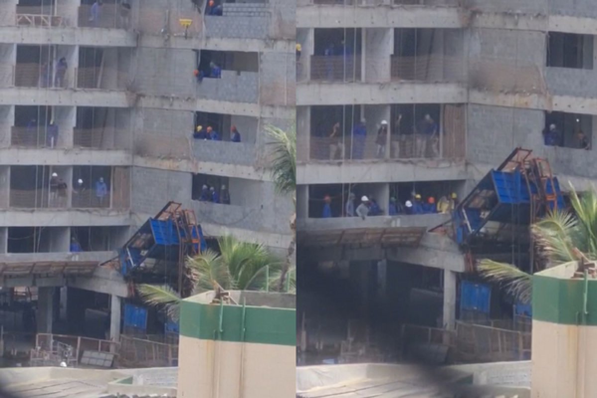 Dois operários morrem e um fica ferido após elevador de obra cair no Jardim Armação 