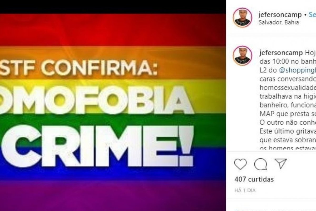 Cliente denuncia homofobia no Shopping Barra
