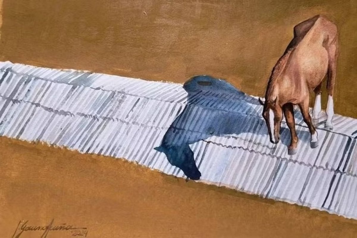 Pintura do cavalo "Caramelo" é leiloada por R$130 mil para ajudar as vítimas do Rio Grande do Sul