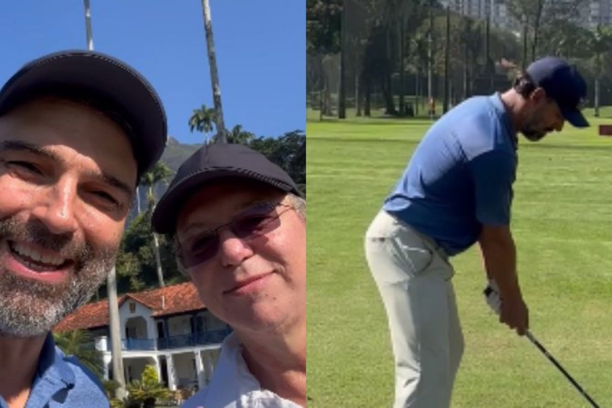 Veja vídeo: Tadeu Schmidt curte dia de golfe com Boninho! 
