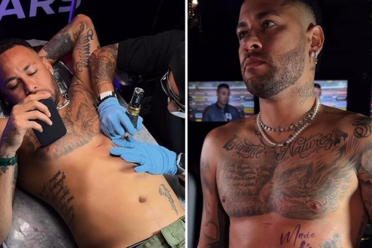 Papai coruja: Neymar tatua nome e pezinho da filha Mavie! 