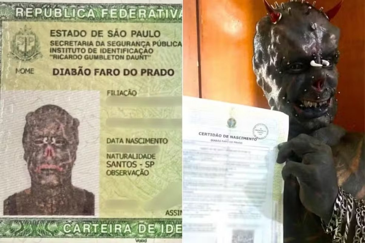 Diabão: tatuador com modificações corporais recebe carteira de identidade com foto e nome atualizados