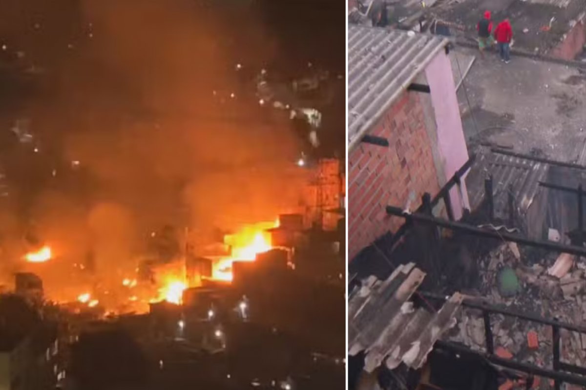 Incêndio de grandes proporções atinge favela em São Paulo