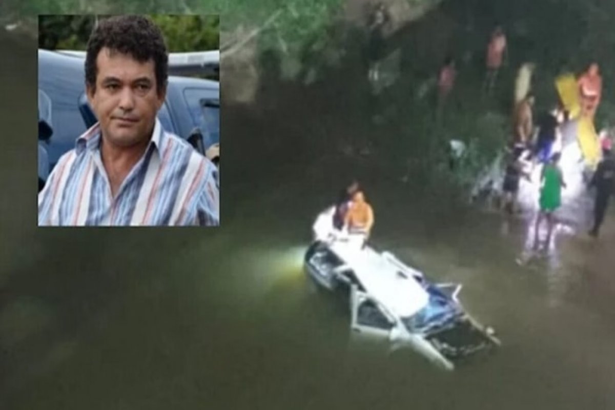 Advogado bate o carro, cai de uma ponte e morre ao ficar preso às ferragens 