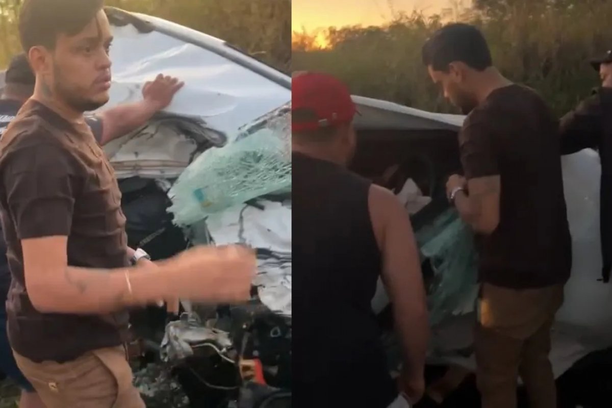 Idoso preso às ferragens após batida entre carros é socorrido por Thiago Aquino e produção em rodovia na Bahia 