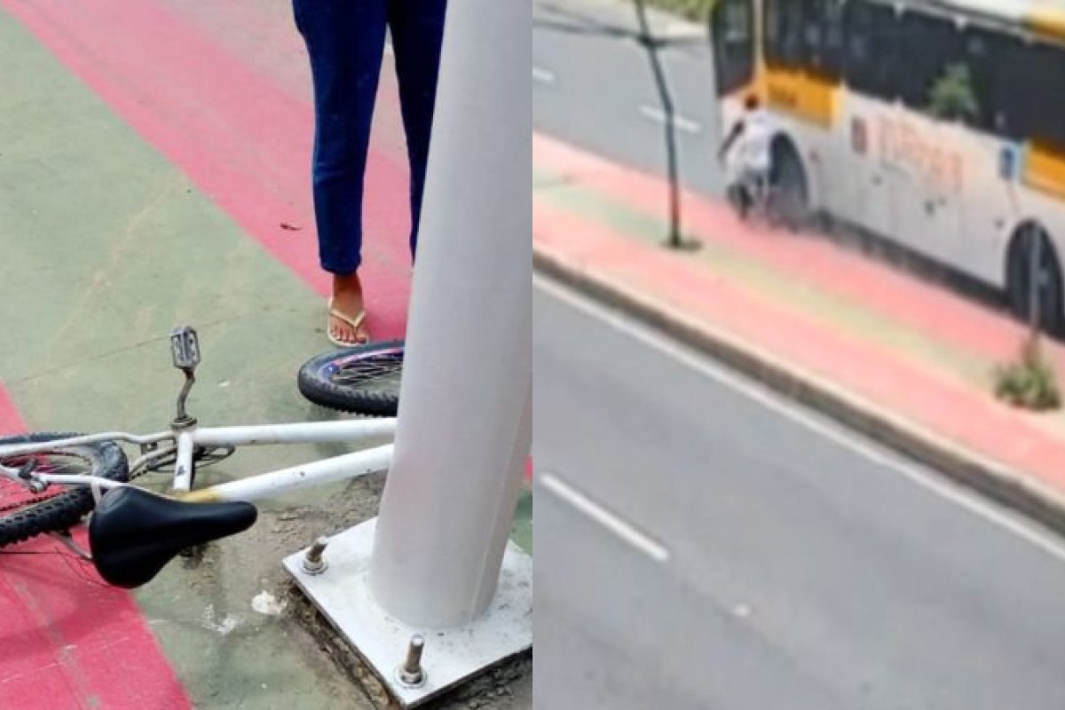 Vídeo: Ciclista morre após ser atropelado por ônibus na Suburbana, em Salvador
