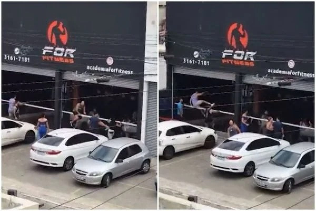 Vídeo: homem é baleado dentro de academia em Salvador e alunos pulam portão para fugir 