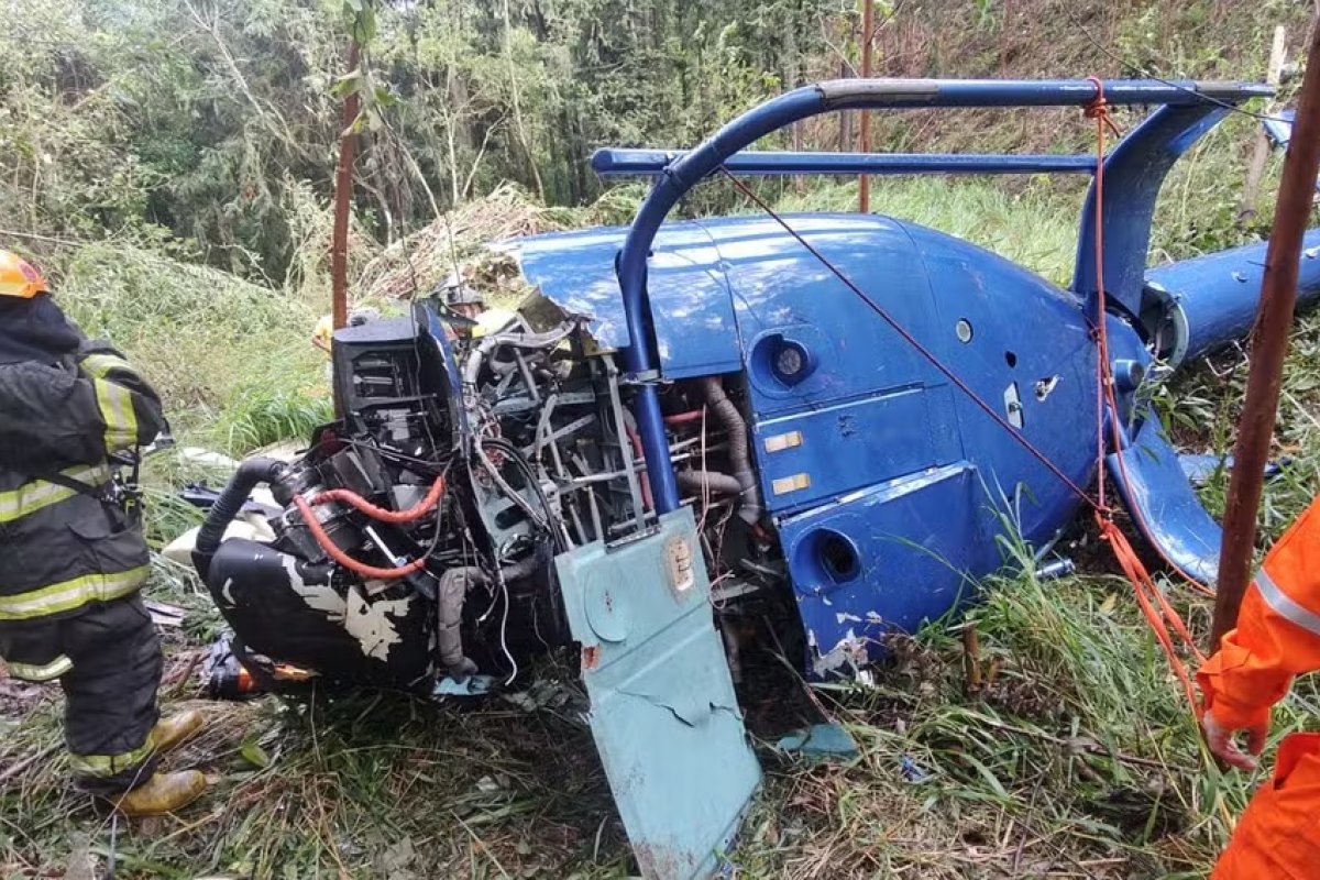 Casal morre em queda de helicóptero na grande SP; filha e piloto sobreviveram
