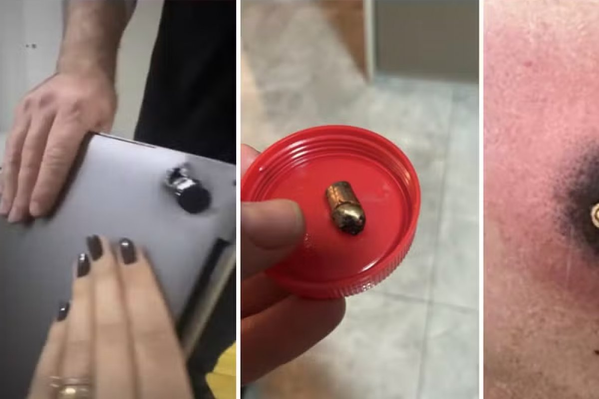 Criminoso atira nas costas de motociclista e notebook na mochila impede ferimento grave na vítima 