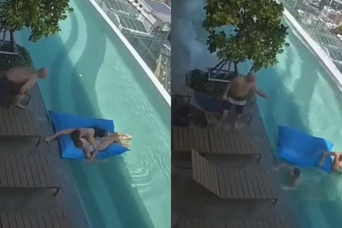 Vídeo: Casal escapa de terremoto enquanto nadava em piscina de arranha-céu na Tailândia