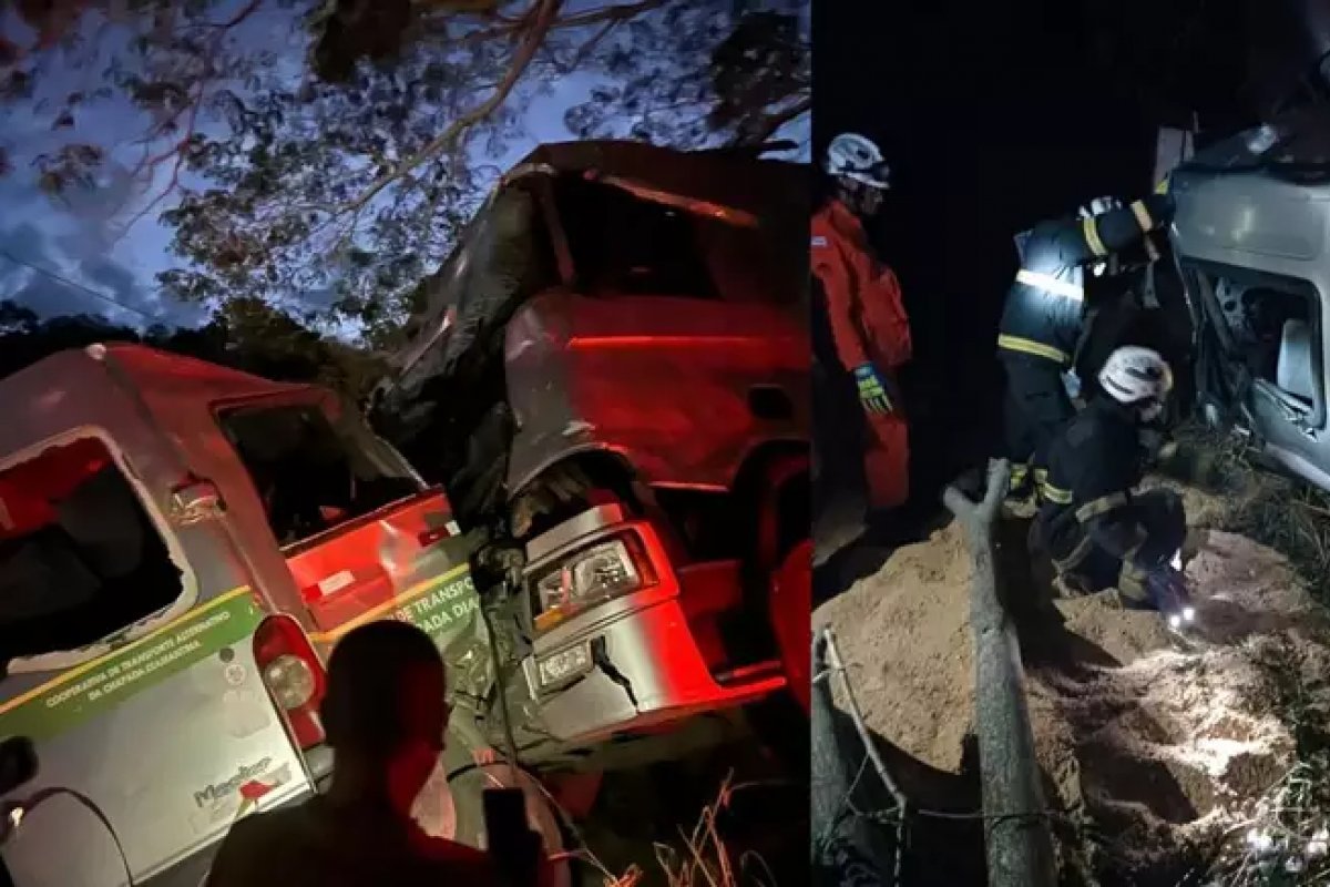 Onze pessoas da mesma família morrem após batida entre van e carreta na Bahia 
