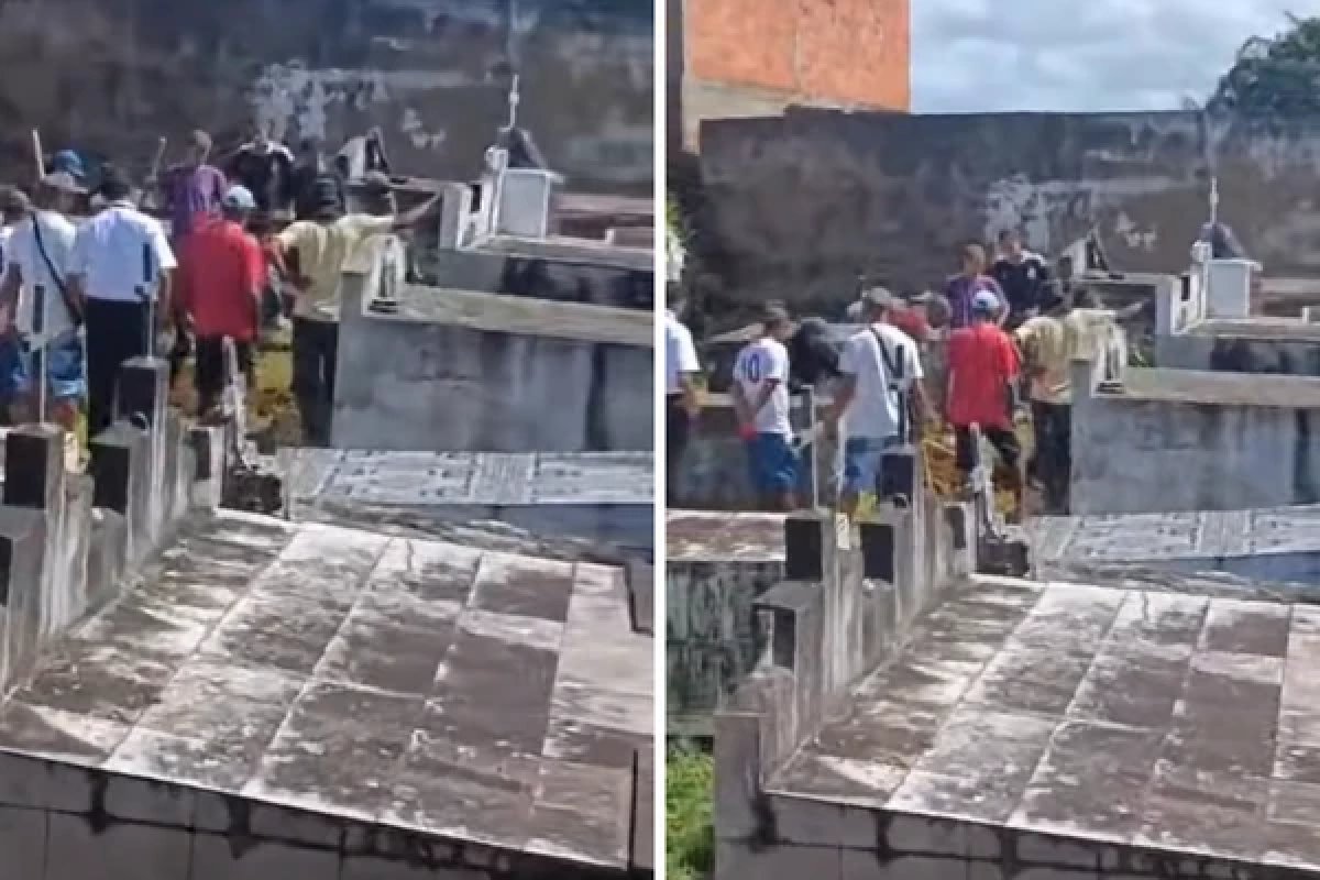 Família cava sepultura para enterrar bebê em cemitério de Itacaré