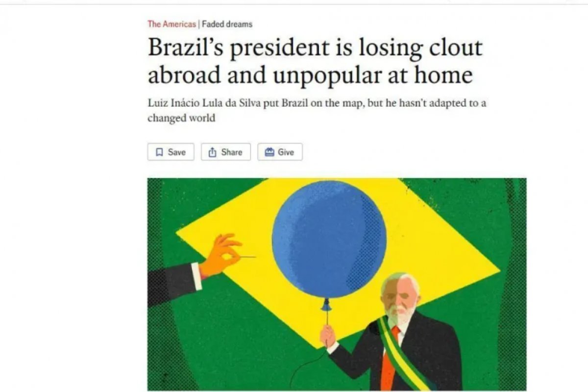 Lula perde influência no exterior e é impopular no Brasil, diz The Economist  
