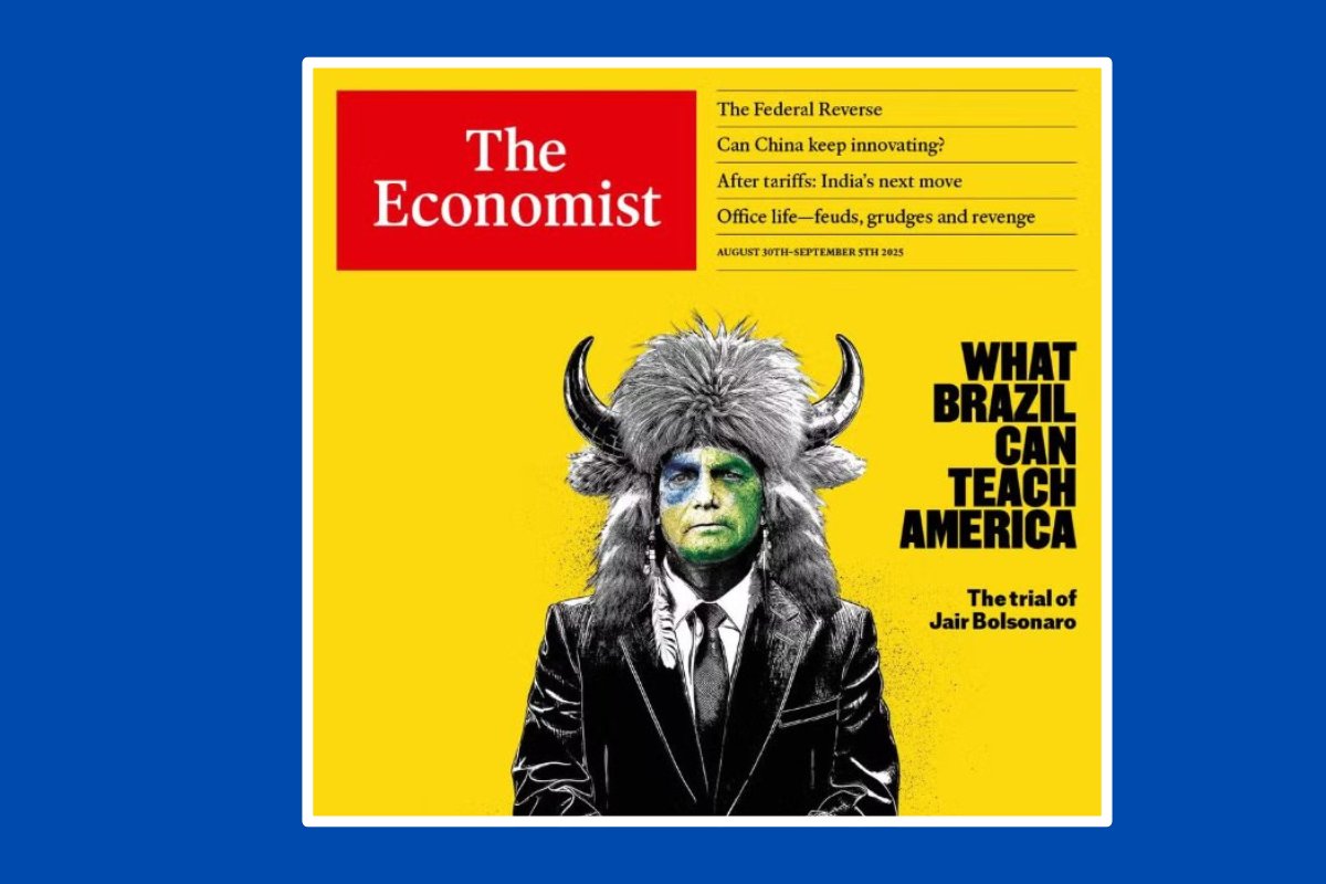 'The Economist' destaca Bolsonaro na capa e diz que Brasil dá lição de democracia com julgamento do ex-presidente 