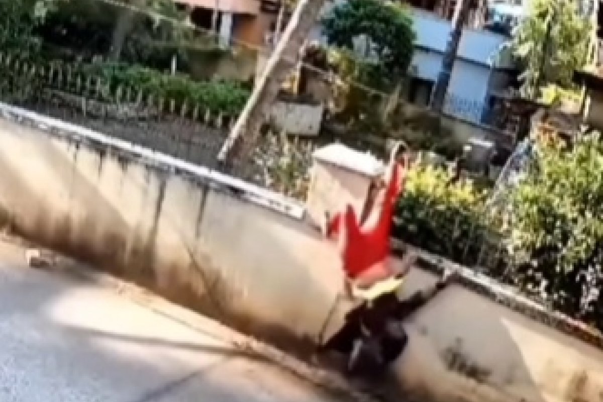 Vídeo: Carro atinge mulher e ela fica presa em grade de parede 