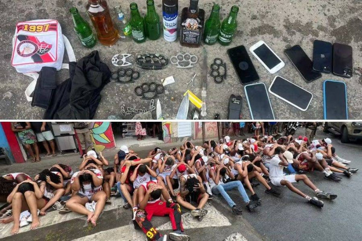 Grupo de torcedores do Vitória é detido com granada caseira e soqueiras em Salvador