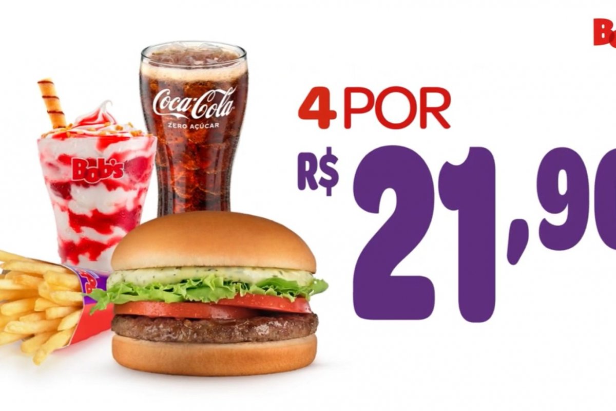 Bob's entra na guerra dos fast foods e lança combo de 4 itens por R$ 21,90! 