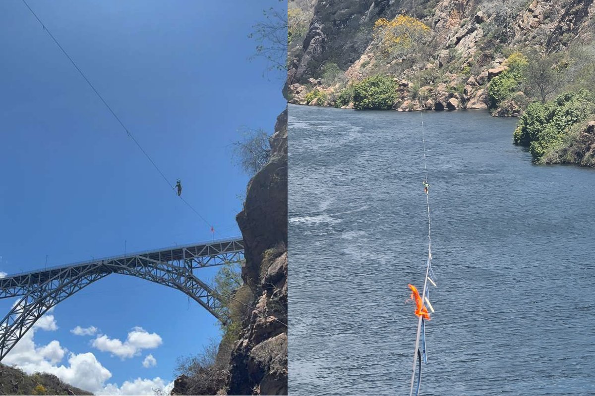Baiano Matheus Vidal quebra recorde mundial de slackline nos cânions de Paulo Afonso