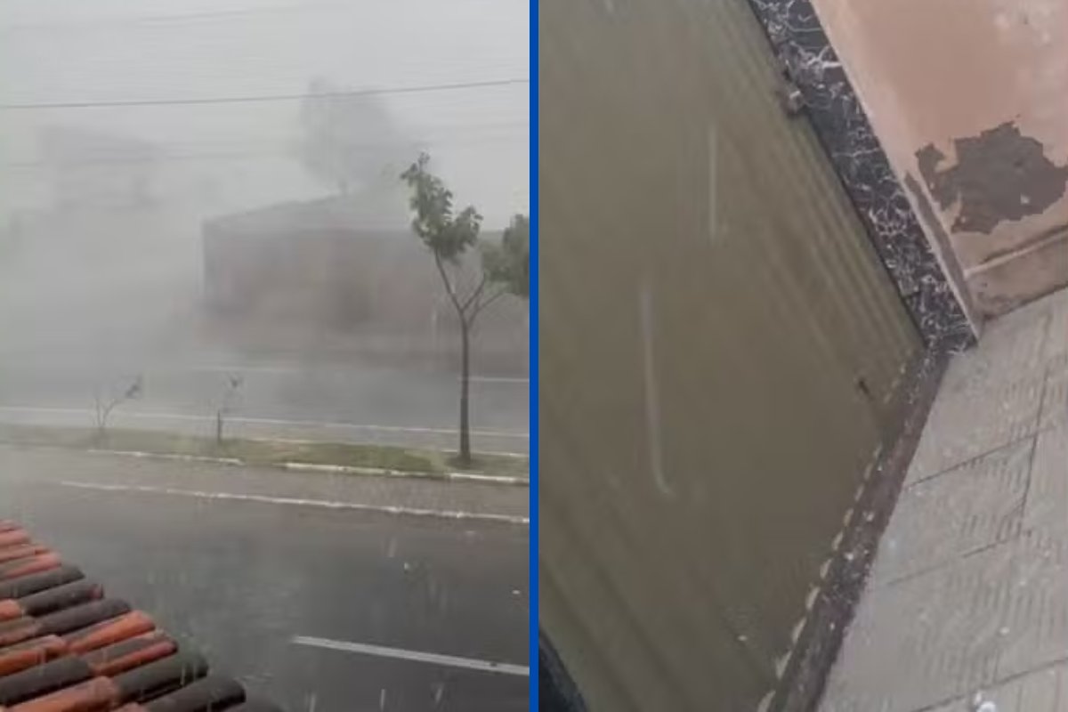 Vídeo: moradores de cidade no sudoeste baiano registram chuva de granizos em meio a temporal