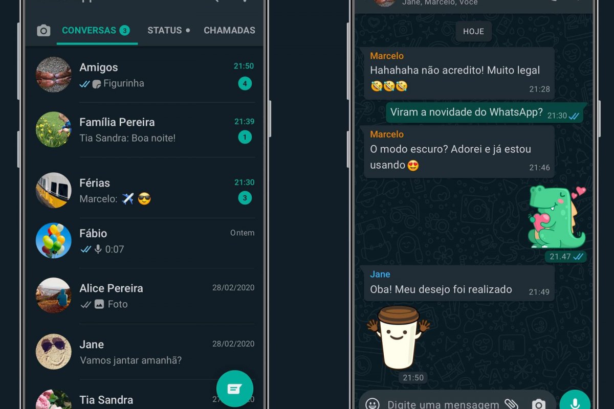 Modo escuro do Whatsapp já está disponível para aparelhos Android e Iphone