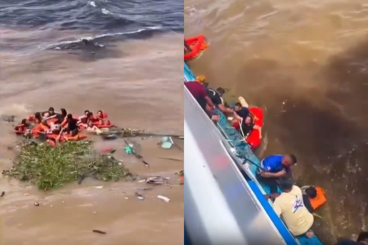 Vídeo: Naufrágio deixa dois mortos no Encontro das Águas, em Manaus