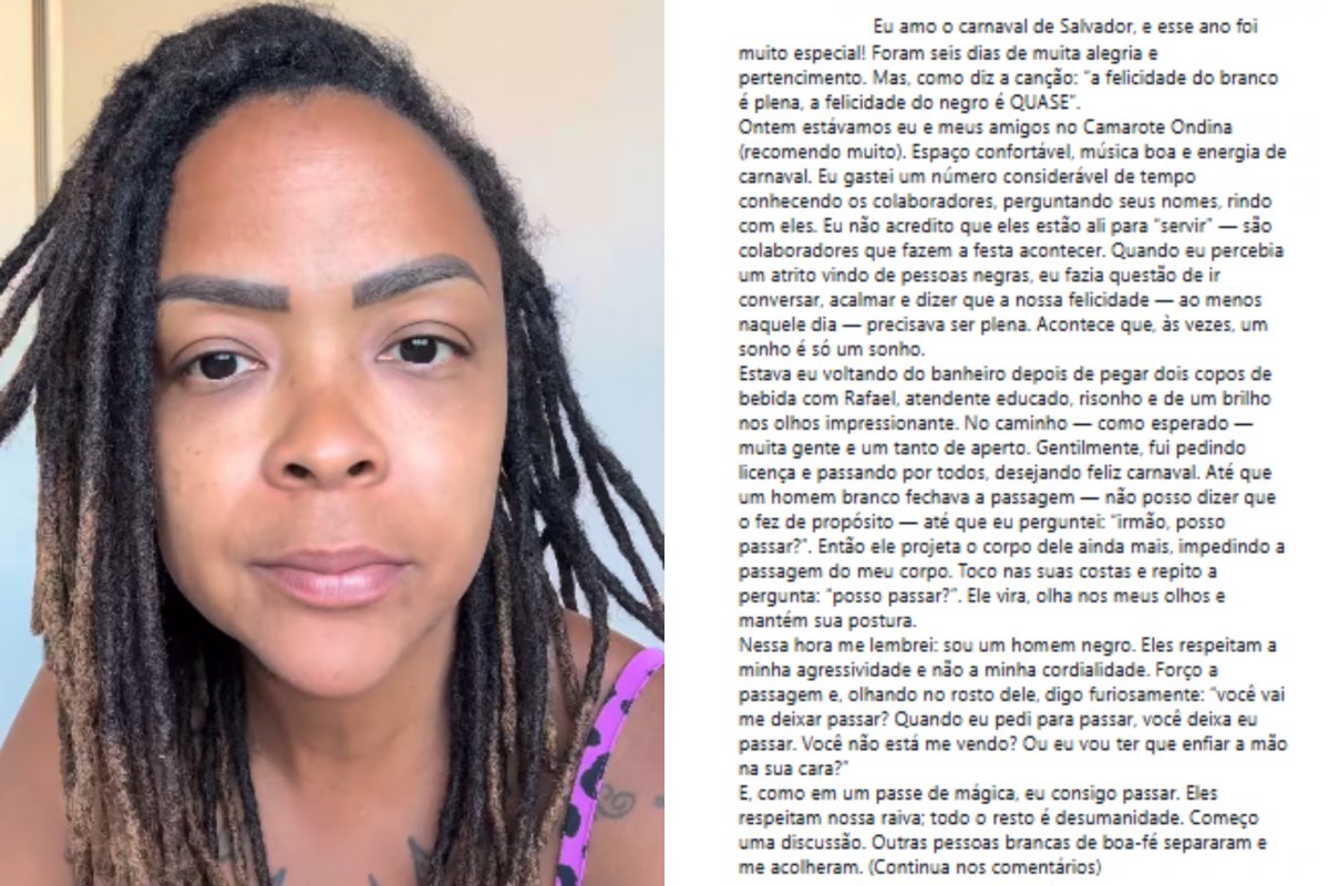 Homem relata episódio de racismo em camarote no Carnaval de Salvador; professora critica silêncio da imprensa
