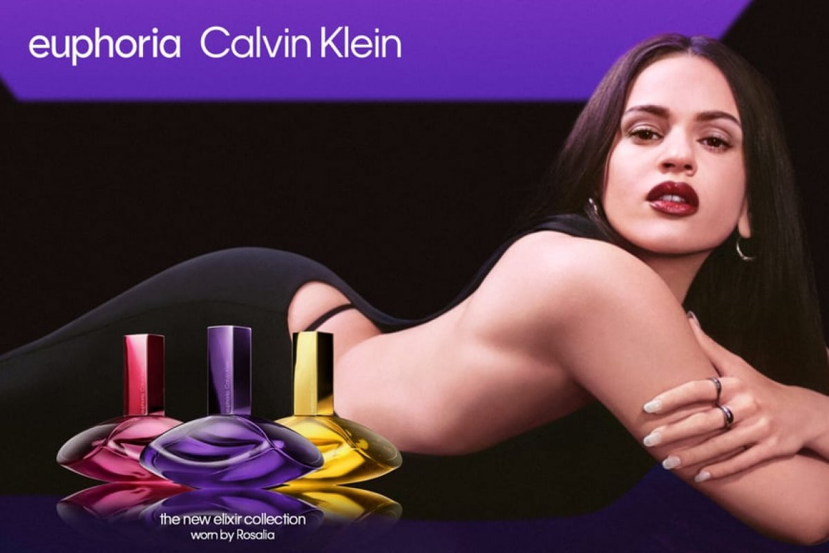 Cantora espanhola Rosalía é o rosto da nova linha de fragrâncias Euphoria Elixir da Calvin Klein!