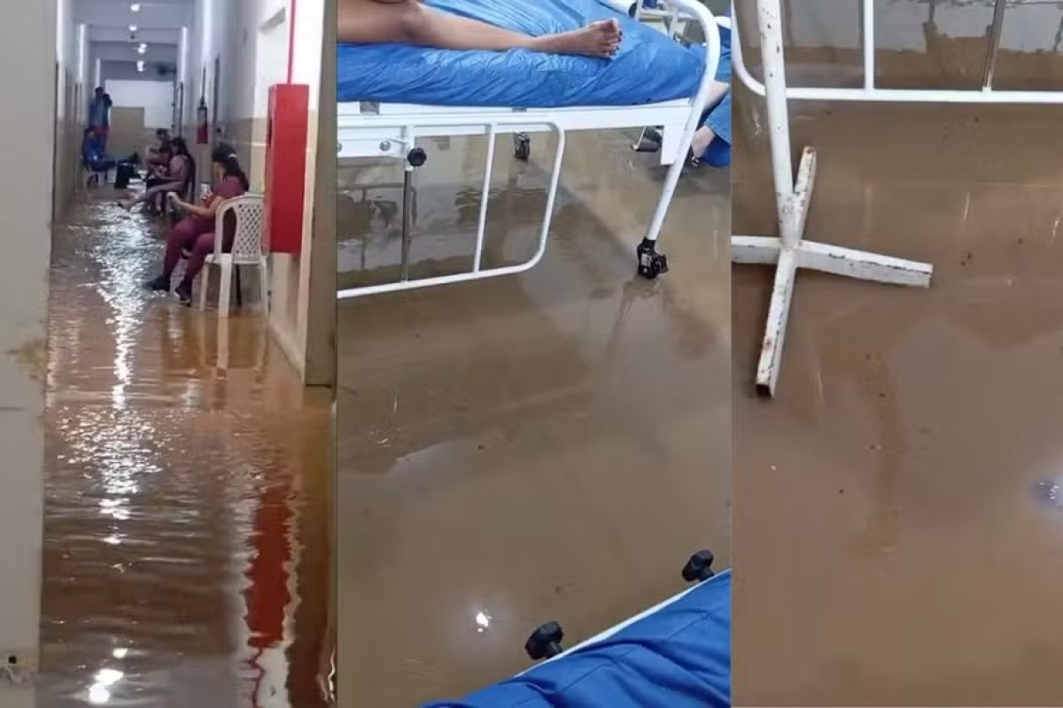 Hospital fica alagado após temporal e pacientes ficam “ilhados”