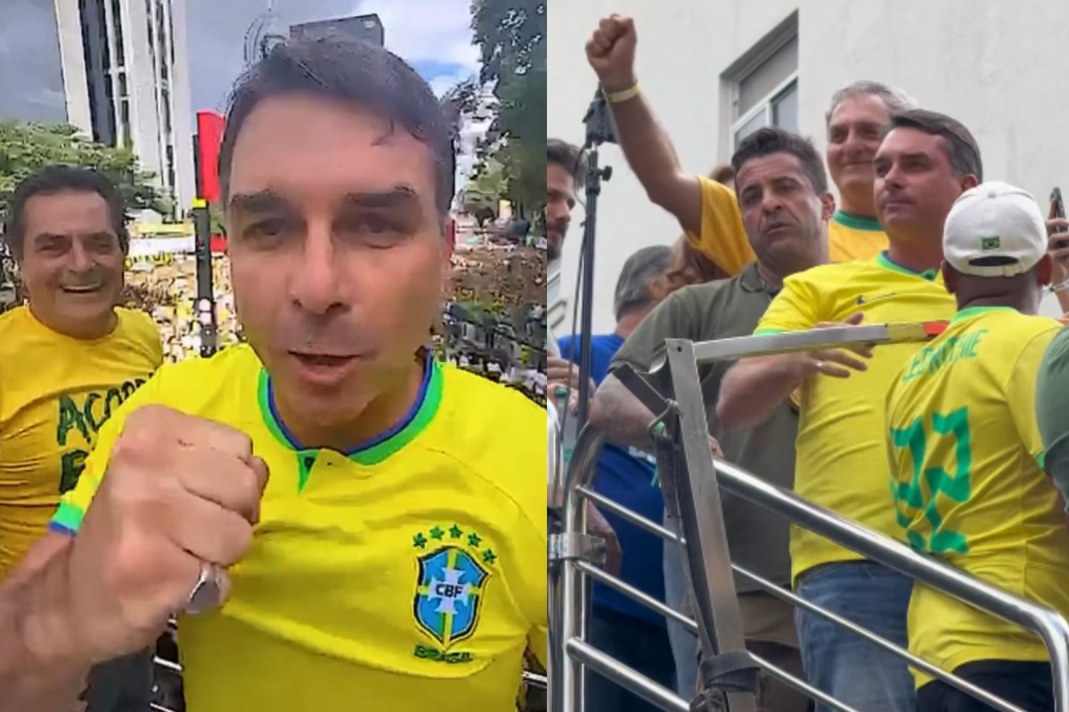 Flávio Bolsonaro participa de primeiro ato com pré-candito à presidência em SP