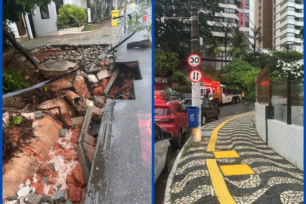 Temporal abre cratera e provoca queda de árvores em diferentes pontos de Salvador