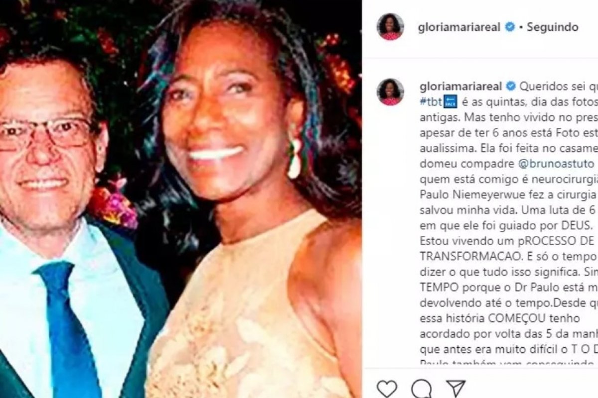 Glória Maria faz homenagem a médico que “salvou sua vida”