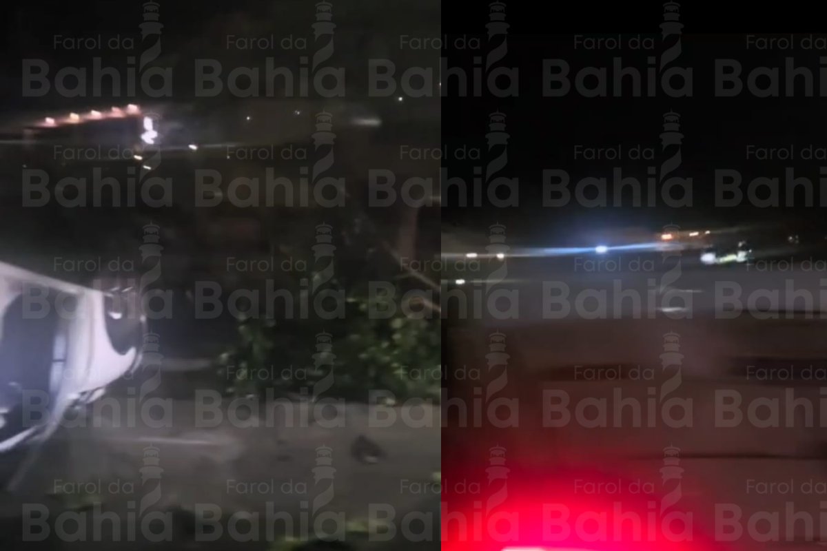 Vídeo: Acidente com capotamento é registrado na Av. Santos Dumont, em Lauro de Freitas