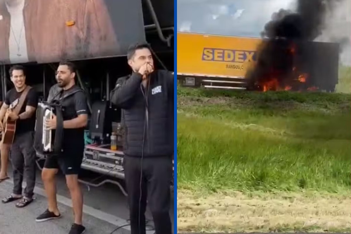 Vídeo: Banda Kart Love faz 'show improvisado' na BR-324 após ficar presa em congestionamento na rodovia