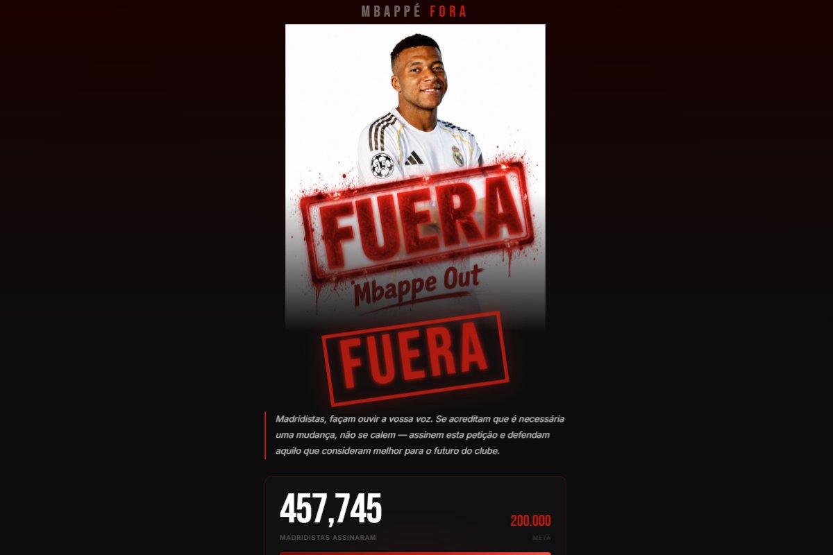 Torcedores do Real Madrid criam abaixo-assinado pedindo saída de Mbappé